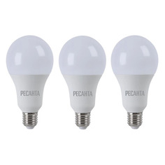Упаковка ламп LED Ресанта E27, груша, 9Вт, 3000К, белый теплый, LL-R-A60-9W-230-3K-E27, 3 шт. [900/76/1/37]