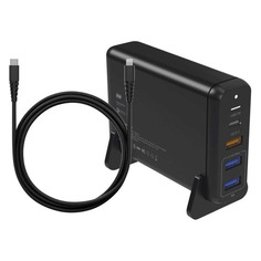 Зарядные устройства Настольное зарядное устройство Vipe 75W, 3 USB + USB type-C, 8-pin Lightning (Apple), 3A, черный Noname