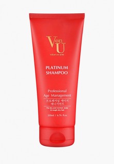 Шампунь Von U корейский / Для сухой кожи головы и поврежденных волос / Platinum Shampoo 200 мл