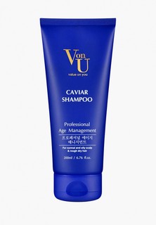 Шампунь Von U корейский / Для жирной кожи головы и сухих волос / Caviar Shampoo 200 мл