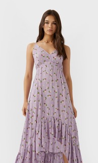 Stradivarius Платье Миди С Воланами Женская Коллекция Multicolor M