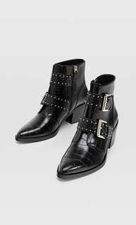 Stradivarius Ботильоны На Высоком Каблуке С Тиснением И Пряжками Женская Коллекция Черный 41