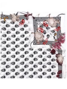 Alexander McQueen шарф с цветочным узором и принтом Skull