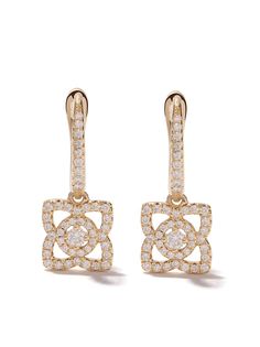 De Beers Jewellers 18kt yellow gold Enchanted Lotus diamond sleeper earrings