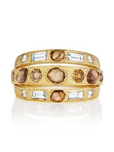 De Beers Jewellers тройное кольцо Talisman из желтого золота с бриллиантами