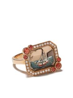 Francesca Villa кольцо из розового золота с сапфирами и бриллиантами