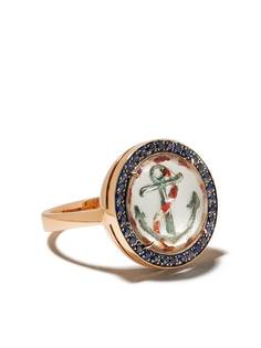 Francesca Villa кольцо из розового золота с сапфирами и принтом
