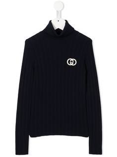 Gucci Kids джемпер с высоким воротником и вышитым логотипом