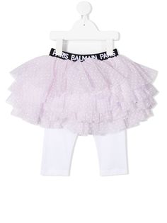 Balmain Kids легинсы с юбкой из тюля