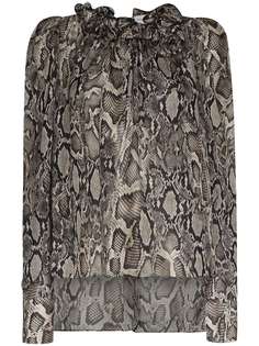 Magda Butrym шифоновая блузка со змеиным принтом