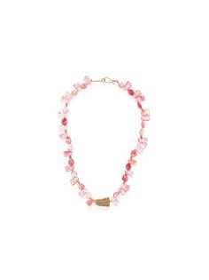 Apples & Figs gold-plated Sea and Shell pink quartz necklace