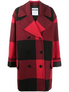 Moschino двубортное пальто в клетку
