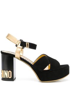 Moschino logo heel sandals
