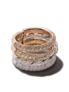David Yurman гибкое наборное кольцо из желтого, розового и белого золота