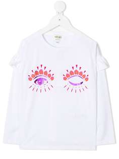 Kenzo Kids футболка с оборками и принтом Eyes