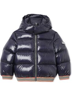 Burberry Kids пуховик с отделкой Icon Stripe