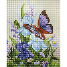 Алмазная мозаика Белоснежка «Бабочка на ирисах», 20х25 см