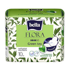 Прокладки Bella Flora Green tea с экстрактом зеленого чая, 4 капли, 10 шт
