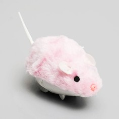 Мышь заводная меховая малая, 8,5 см, розовая Пижон