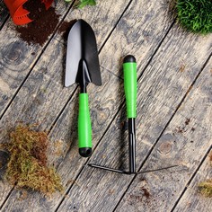 Набор садового инструмента, 2 предмета: мотыжка, совок, длина 35 см, пластиковые ручки Greengo