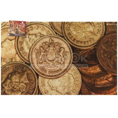 Коврик грязезащитный резиновый с ковролином Samba Монеты 22411, 80х50 см