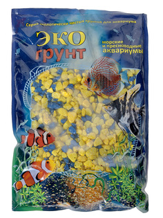 Цветная мраморная крошка Эко грунт 5-10mm 3.5kg Yellow/Blue г-0298