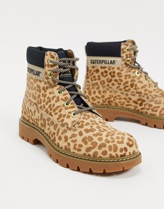 Кожаные походные байкерские ботинки с леопардовым принтом CAT-Многоцветный Caterpillar