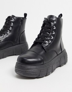 Черные ботинки из искусственной кожи в спортивном стиле Koi Footwear-Черный цвет