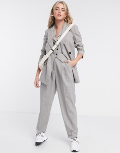 Серо-коричневый фактурный пиджак от комплекта-тройки ASOS DESIGN-Серый