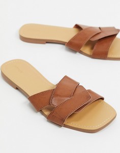 Светло-коричневые сандалии с перекрестными ремешками Pimkie-Коричневый цвет