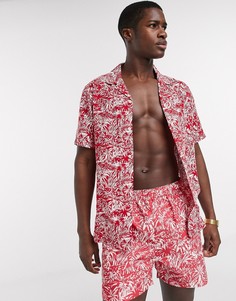 Рубашка с тропическим принтом от комплекта French Connection-Красный