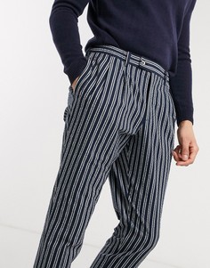 Свободные брюки в полоску с эластичным поясом Gianni Feraud-Темно-синий