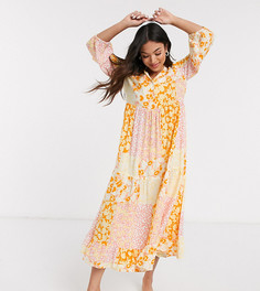 Свободное платье макси с комбинированным цветочным принтом Y.A.S Petite-Многоцветный