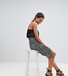 Юбка миди с запахом и принтом Missguided-Черный