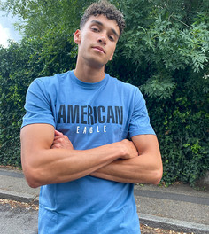 Синяя футболка с принтом American Eagle Tall-Синий