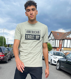 Оливковая футболка с логотипом на груди American Eagle Tall-Зеленый