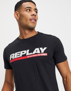 Черная футболка с логотипом Replay-Черный