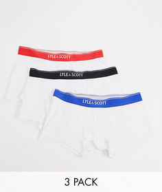 Набор из 3 белых боксеров-брифов с контрастной отделкой Lyle & Scott-Белый