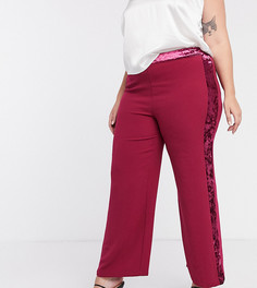 Розовые брюки с велюровой отделкой Simply Be-Розовый цвет