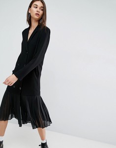 Платье-пиджак с плиссированным краем из шифрона ASOS WHITE-Черный