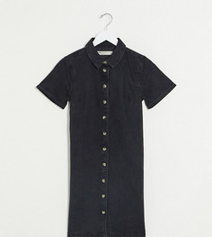 Джинсовое свободное платье-рубашка черного цвета ASOS DESIGN Tall-Черный цвет