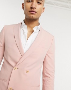 Пыльно-розовый двубортный пиджак Lockstock-Розовый цвет