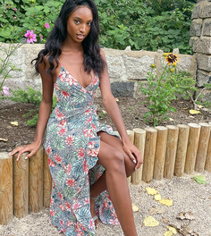 Платье мидакси с запахом и тропическим цветочным принтом Outrageous Fortune Tall-Мульти