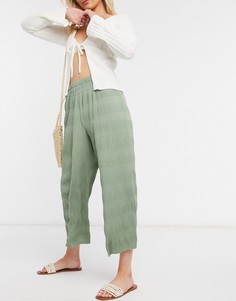 Фактурные плиссированные кюлоты цвета хаки ASOS DESIGN-Зеленый
