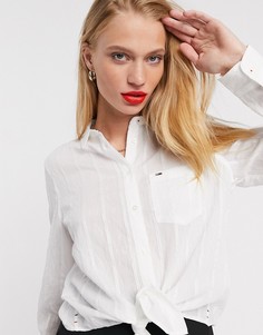 Белая хлопковая рубашка с декоративным узлом Tommy Jeans-Белый