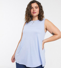 Длинная свободная майка ASOS DESIGN Curve-Голубой