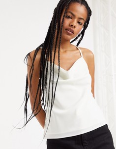 Топ на бретелях со свободным воротом Topshop-Белый
