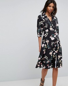 Платье с цветочным принтом и запахом Uttam Boutique-Мульти