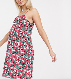 Платье мини с квадратным вырезом и принтом тюльпанов Fashion Union Maternity-Многоцветный