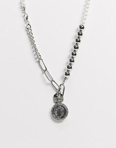 Серебристое ожерелье с искусственным жемчугом ASOS DESIGN-Серебряный